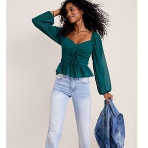 NWT Francesca’s Lace Up Front Blouse